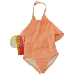 NWT Kate Mack Coral Halter 1 Piece Swimsuit Sz 2T